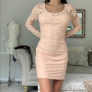 Material girl salmon lace mini dress
